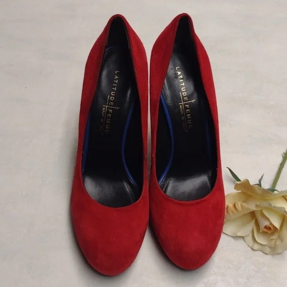 Latitude Femme made in Italy shoes women size 39 ( 8 ) Red color - Picture 2 of 10